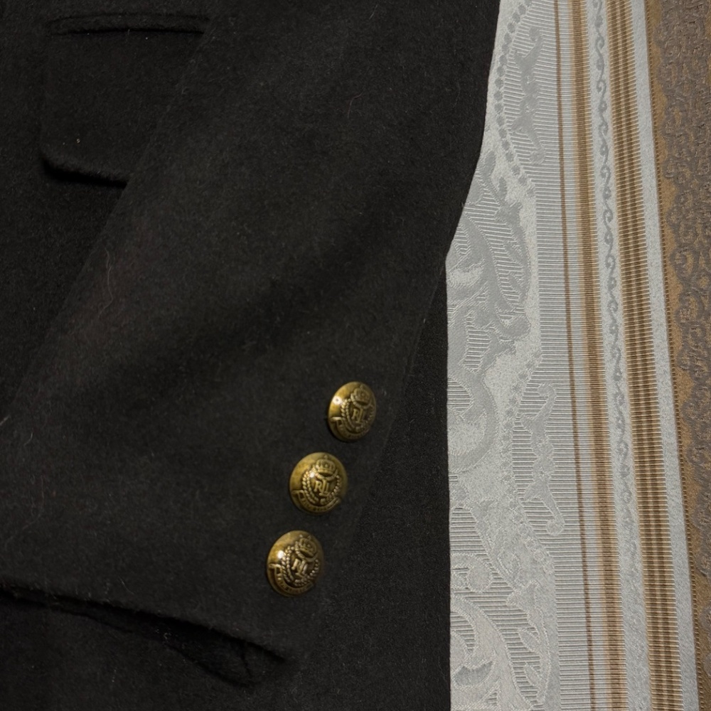 Lauren Ralph Lauren Crest-Patch Wool-Blend Coat in Black - Picture 4 of 7